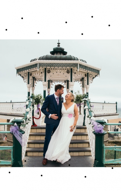 Bride and Groom in front of Brighton Band Stand